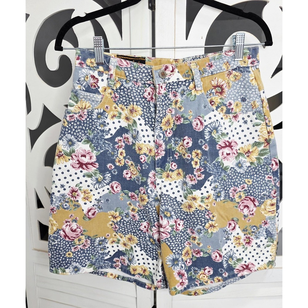 Vintage 1990s Patchwork Style High Waisted Denim Shorts